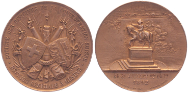 1892 Kupfermedaille auf die Generalversammlung der schweizerischen Offiziersvereinigung